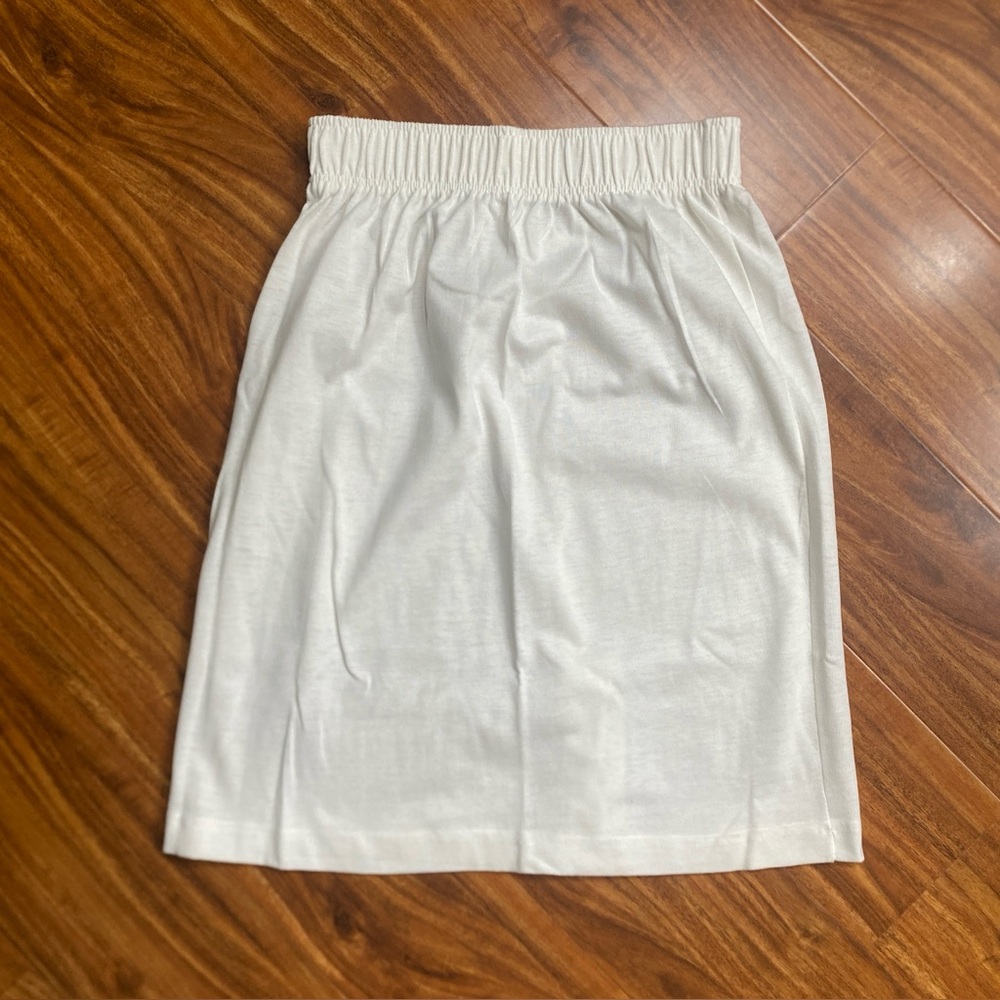 Vintage DB Sport by David Benjamin Cream Elastic Waist Cotton Skirt Size Medium